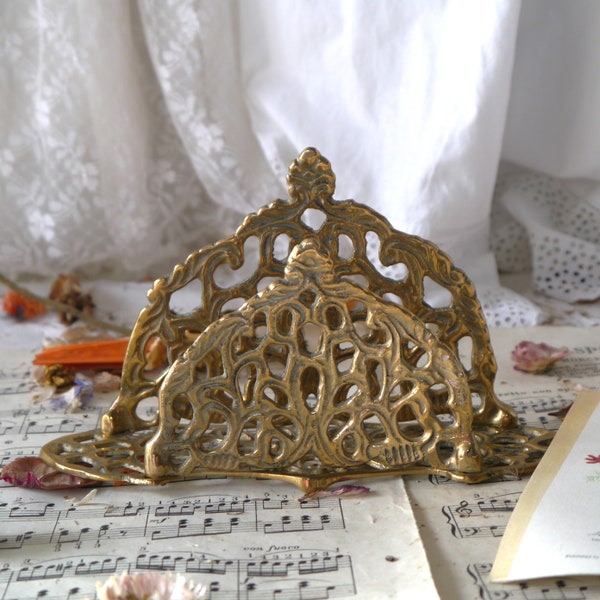 Vintage Brass Ornate letter rack