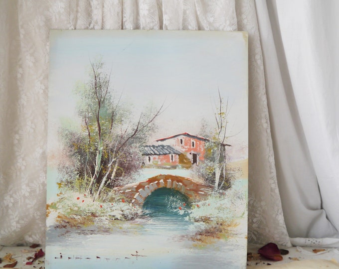 Vintage Countryside Painting on Card