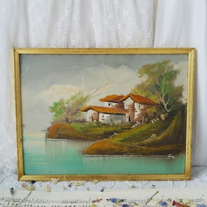 Vintage Framed Italian Oil Painting by Rizzo