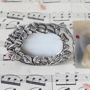 Vintage Silverplate Miniature Photo Frame with Raised Flowers