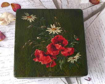 白い花の手描きの箱 - Etsy 日本