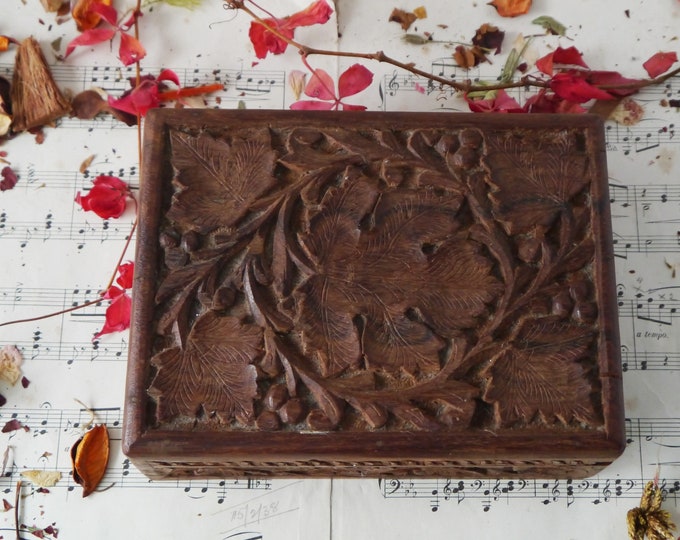 Beautiful Carved Vintage Wooden Box