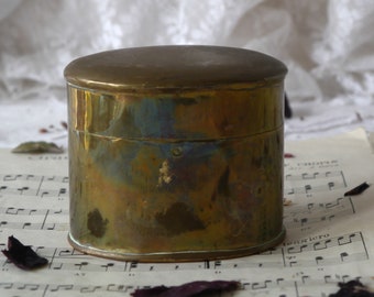 Small Vintage Oval Brass Box