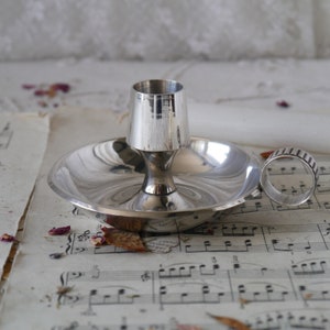 Elegant Vintage Silverplate Candle Holder with Side Handle