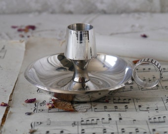 Elegant Vintage Silverplate Candle Holder with Side Handle
