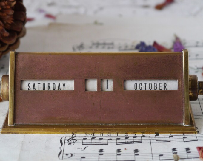 Vintage Brass Perpetual Desk Calendar Etsy