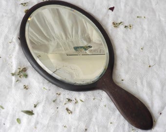 Specchio antico in legno bisellato