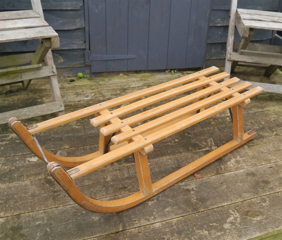 Vintage Devos Super Sledge, Vintage Wooden Sledge, Vintage Winter Decor