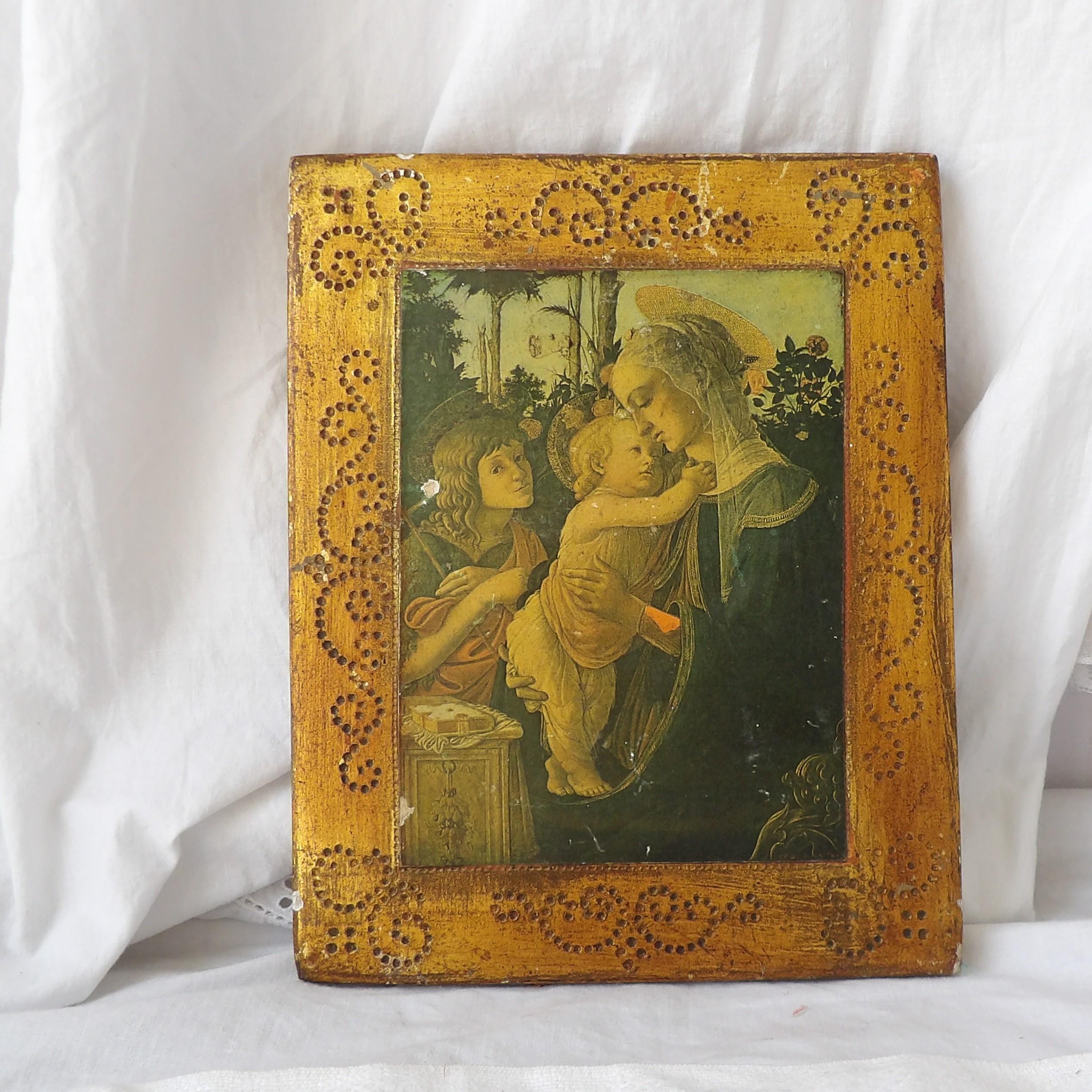 ヴィンテージのフィレンツェの聖母子像（木版画） - Etsy 日本