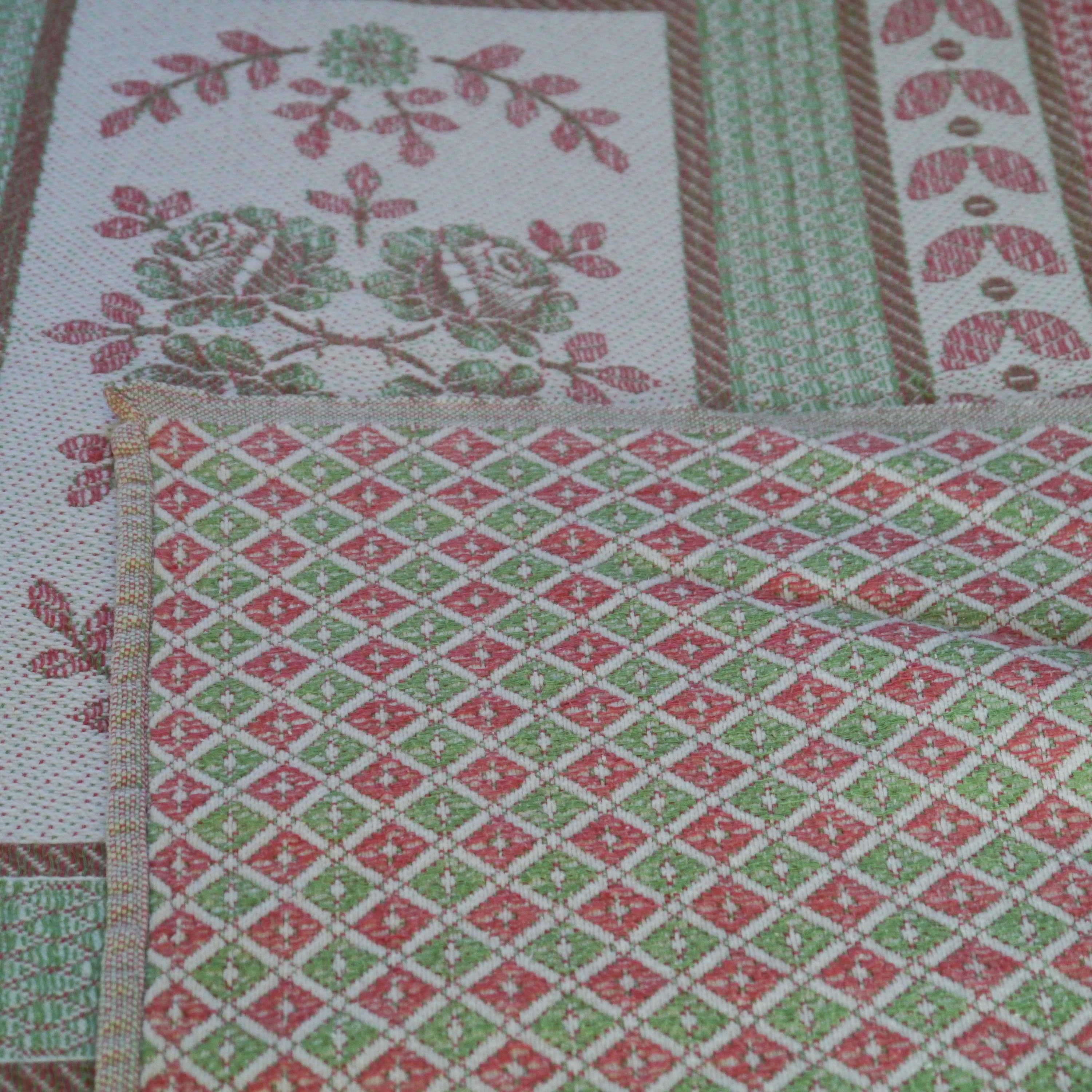 Vintage Woven Bed Throw Pink and Green - Etsy UK