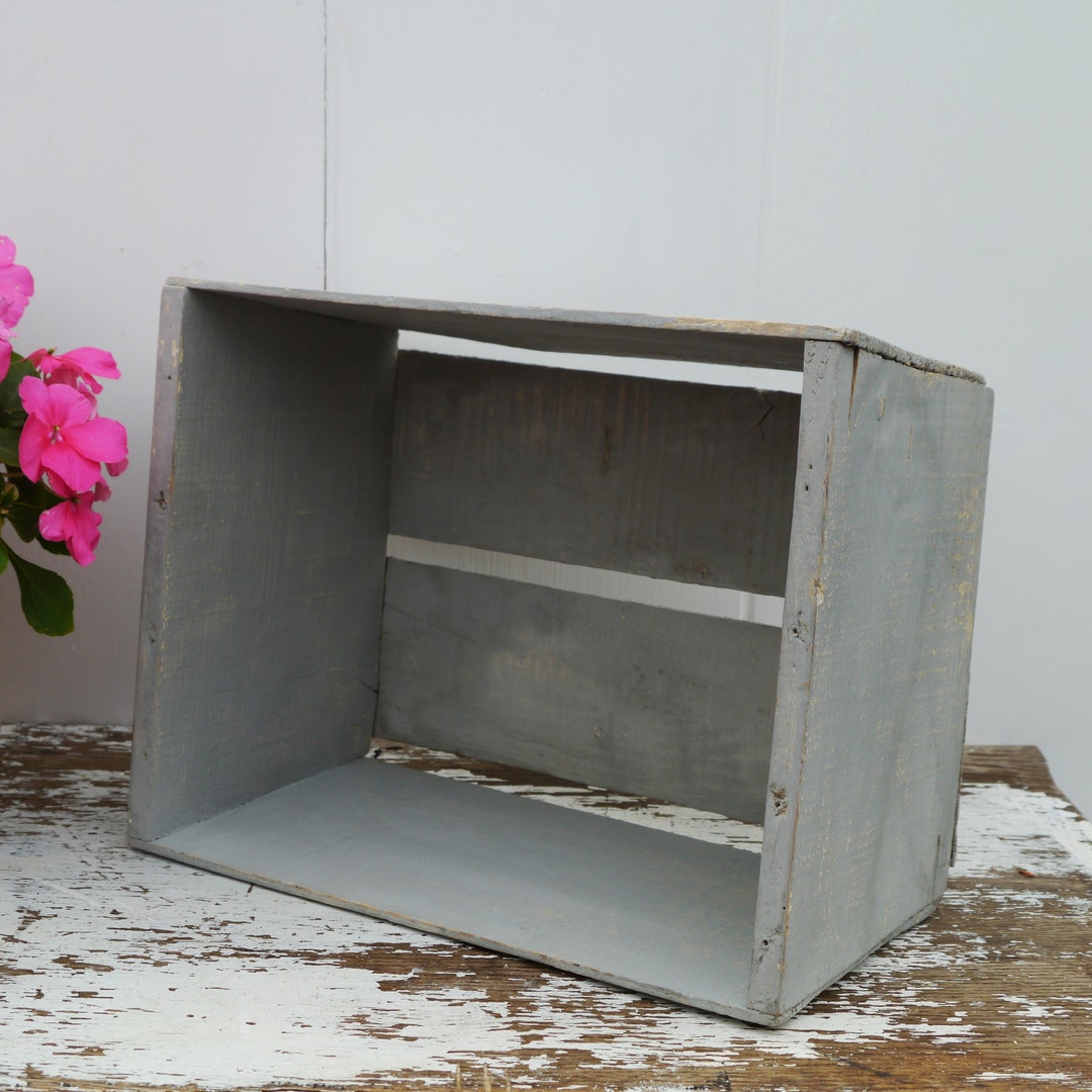 Small Vintage Painted Wooden Crate Box Etsy