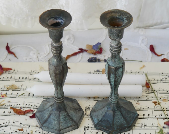 Bronze Tone Vintage Candle Holders