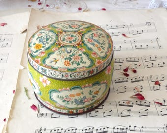 Small Decorative Round Vintage Floral Tin