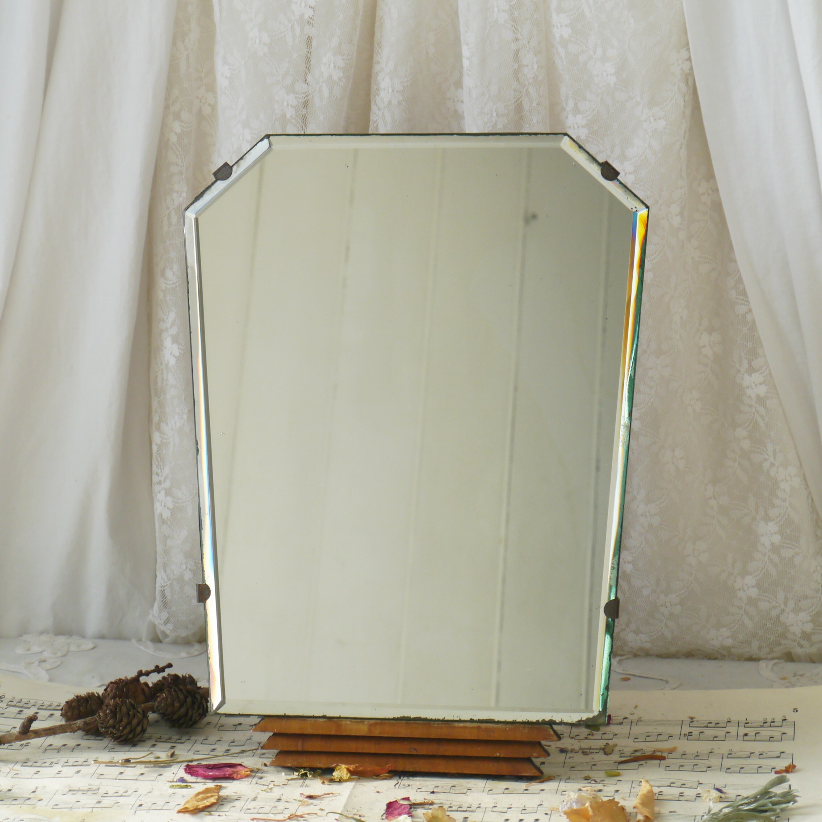 Frameless Vintage Art Deco Mirror Etsy UK