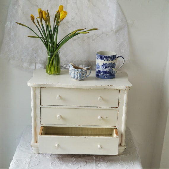 Vintage Painted White Chippy Chest of Drawers