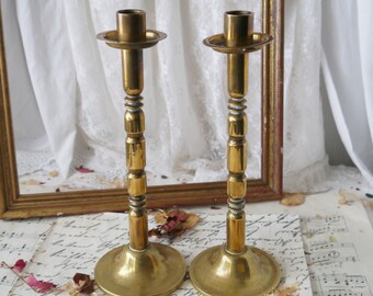 Pair of Elegant Brass Candle Holders