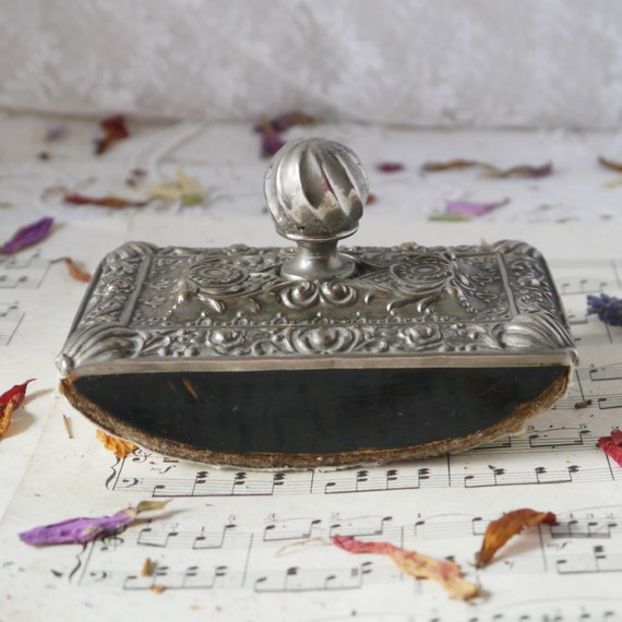 Vintage Embossed Metal Ink Blotter Etsy