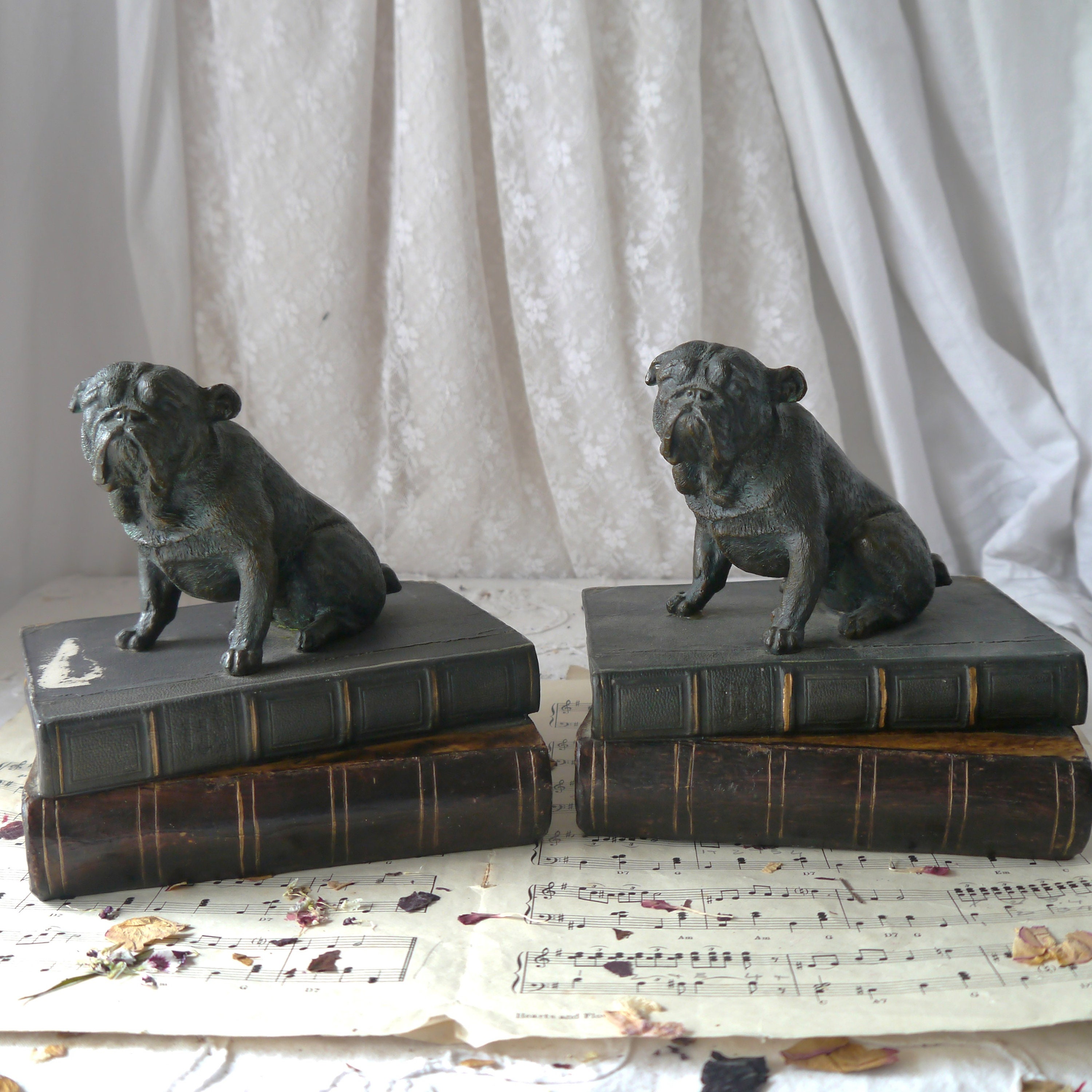 A Pair of Vintage Bulldog Bookends Etsy