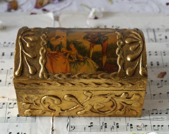 Small Vintage Florentine Box with Picture Lid