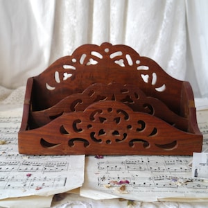 Vintage Fretwork Wooden Letter Rack