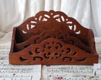 Vintage Fretwork Wooden Letter Rack