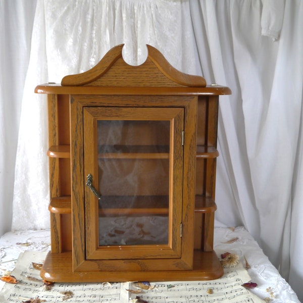 Small Vintage Display Cabinet with Glass Door