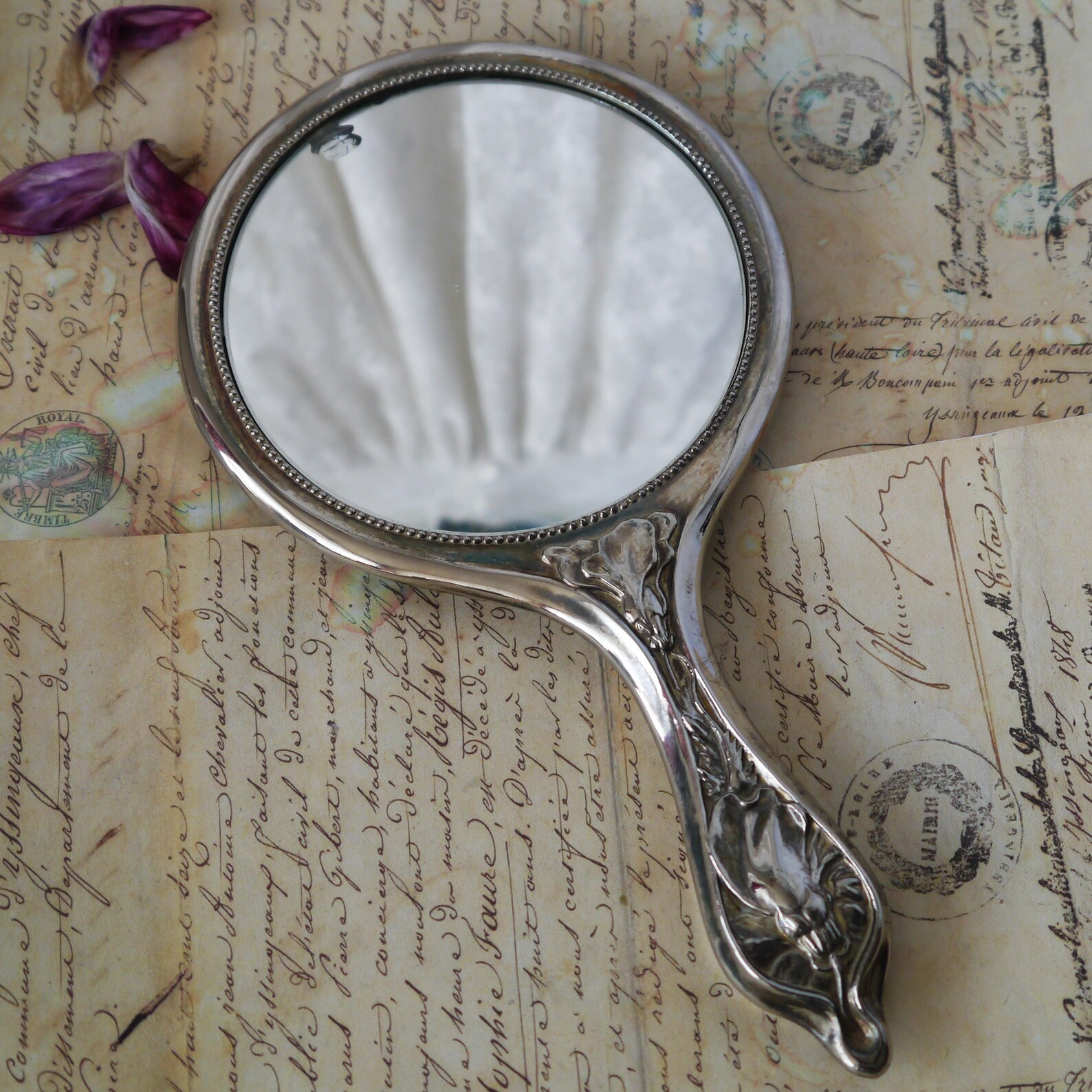 Ornate Vintage Silverplate Hand Mirror Brush and Comb Set Etsy