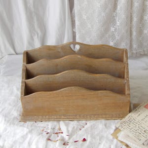 Rustic Vintage Wooden Letter Rack Desk Tidy