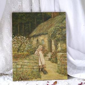 Vintage Country Cottage Painting on Canvas