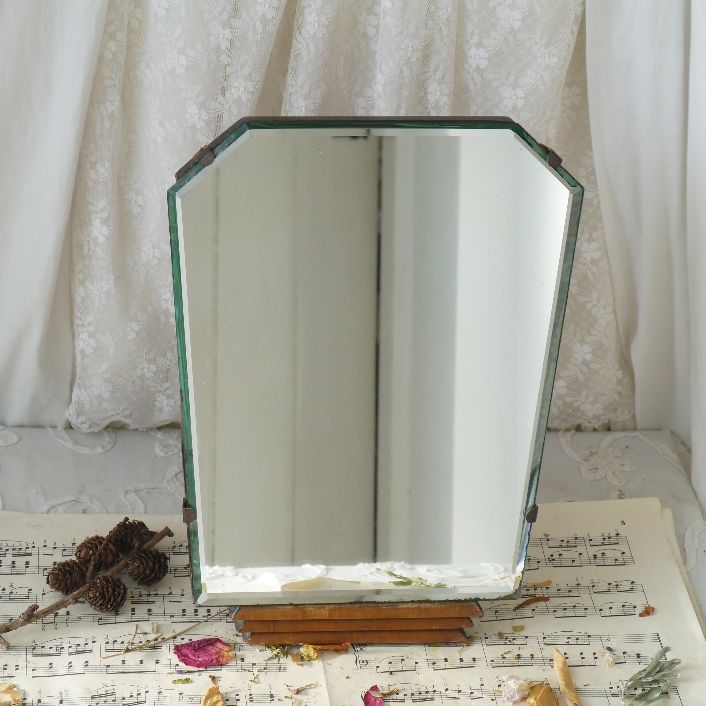 Frameless Vintage Art Deco Mirror Etsy UK