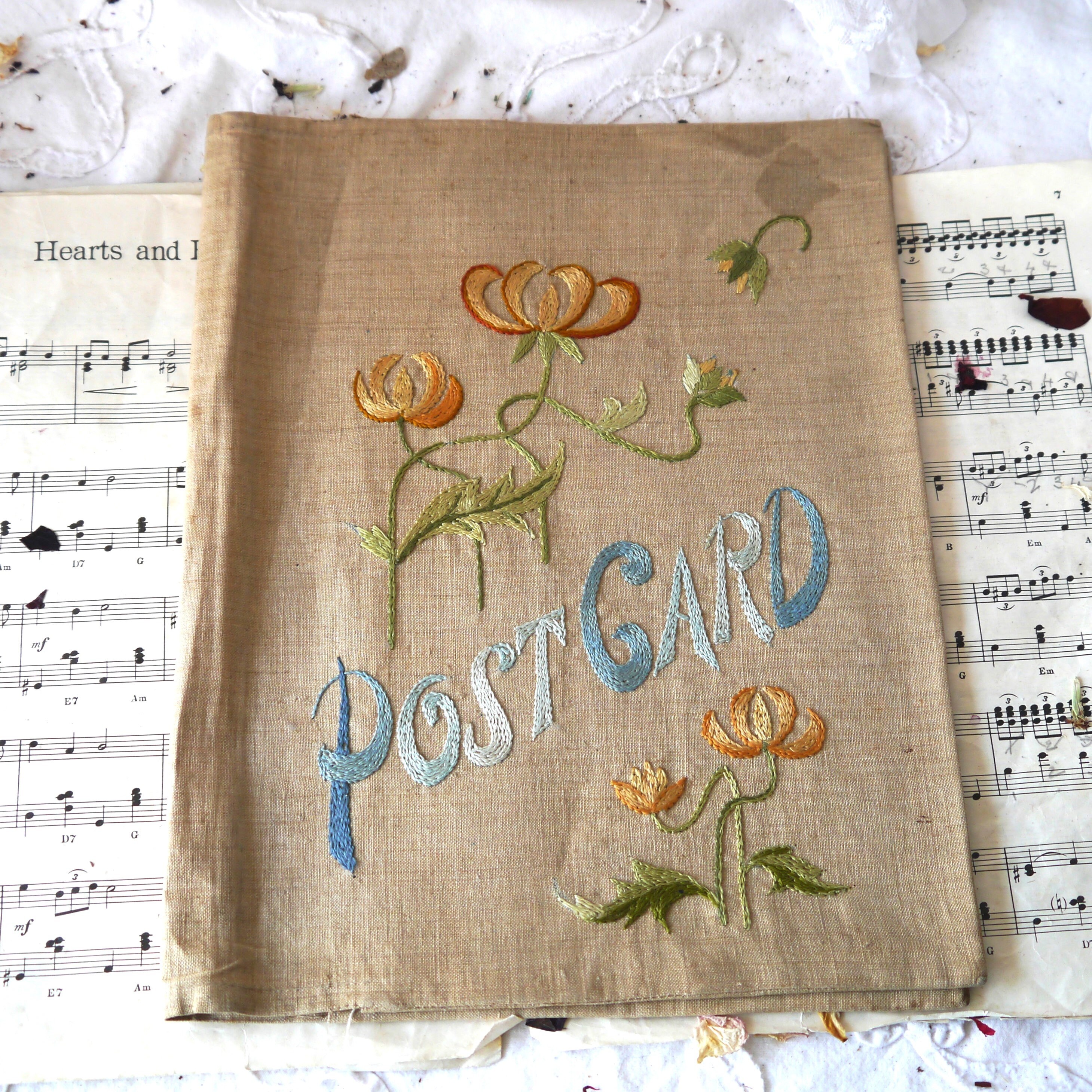 ビンテージハガキ Vintage silk embroidered postcard - Etsy 日本