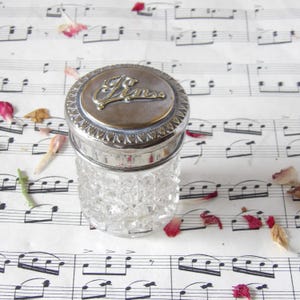 Vintage Cut Glass Pins Jar with Silverplate Lid