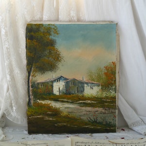 Vintage paysage peinture à l'huile sur toile