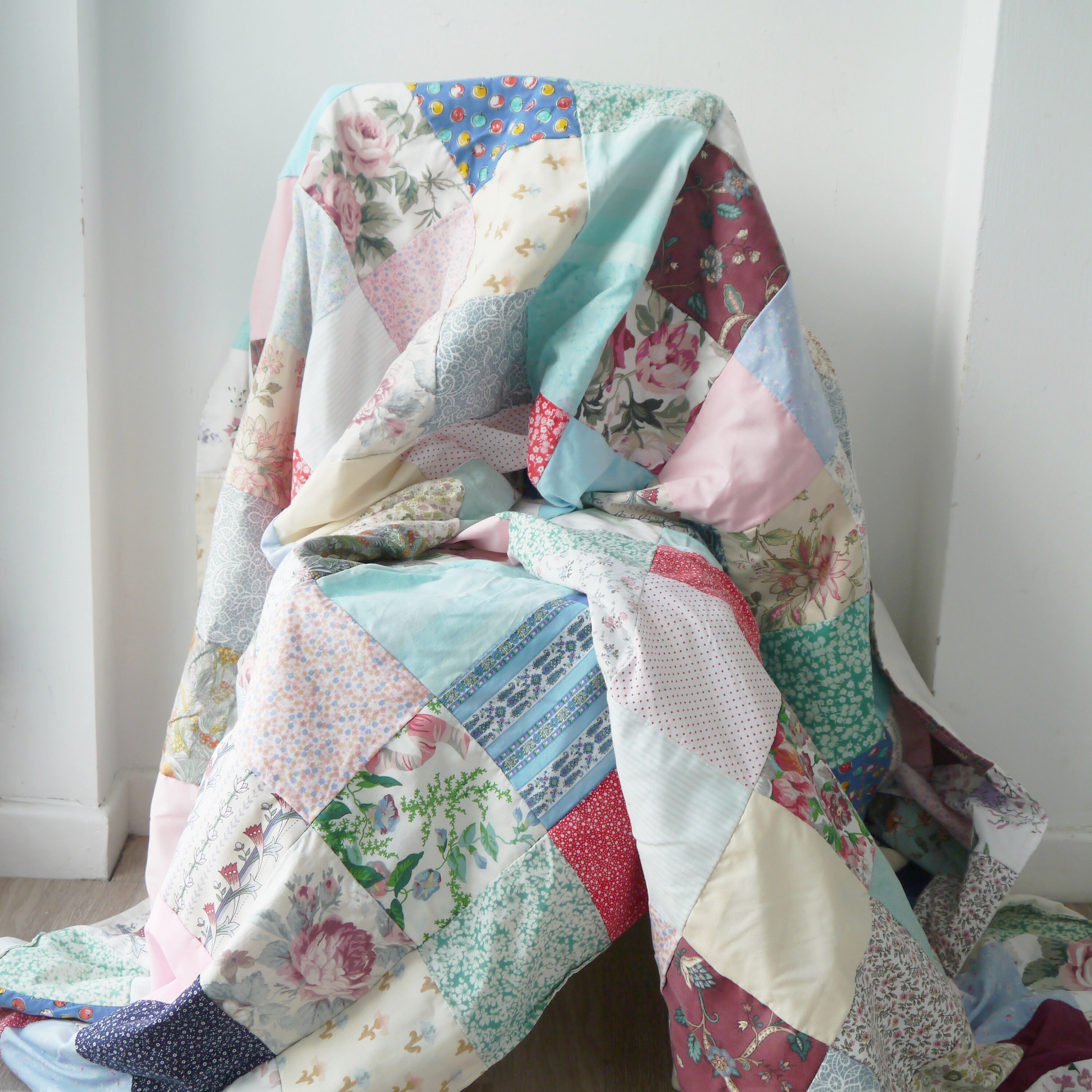 Vintage Patchwork Bed Throw Double Size Etsy