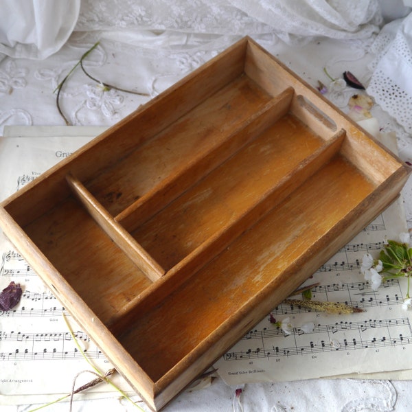 Vintage Wooden Cutlery Tray