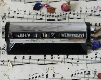 ヴィンテージ パーペチュアルカレンダー 金属製デスクカレンダー 木製