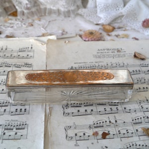 Vintage Glass Trinket Box with Silverplate lid