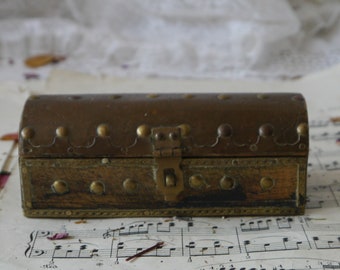 Mini Vintage Wood and Brass Box