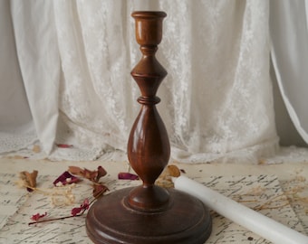 Vintage Turned Wooden Candlestick
