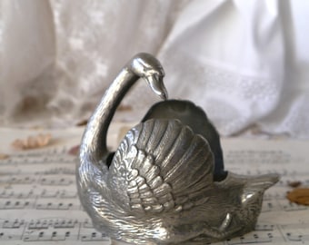 Small Vintage Metal Swan Silverplated
