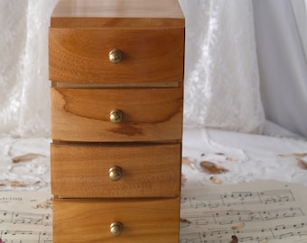 Set of Vintage Wooden Drawers with Brass Feet