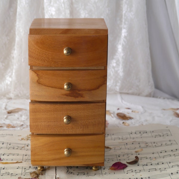 Set of Vintage Wooden Drawers with Brass Feet