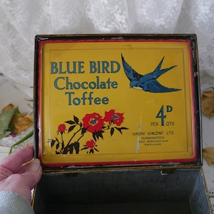Vintage Blue Bird Toffee Tin