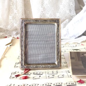 Mini Vintage Metal Photo Frame with Embossed Floral Rim