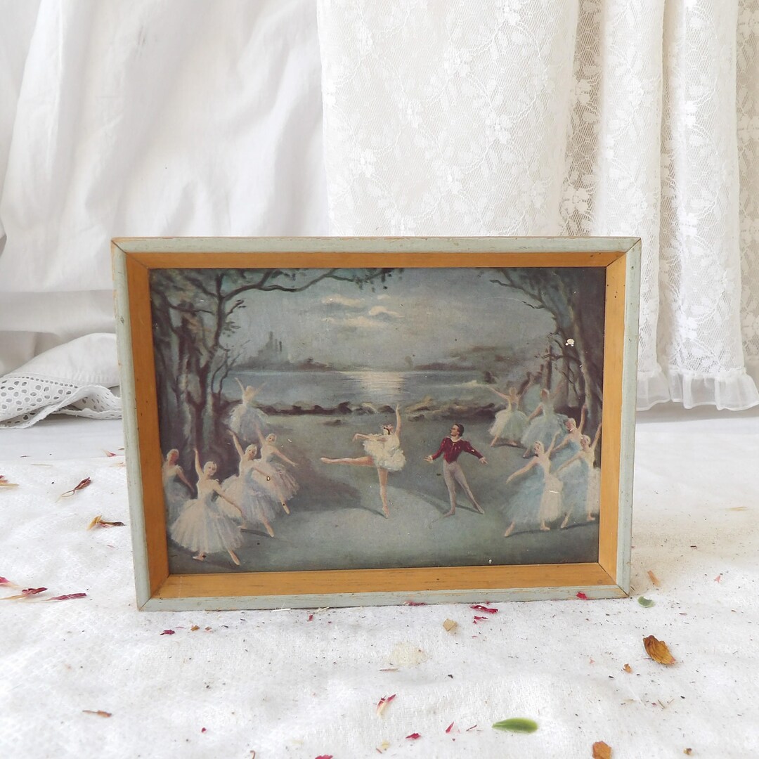 Mini Vintage Framed Swan Lake Print - Etsy