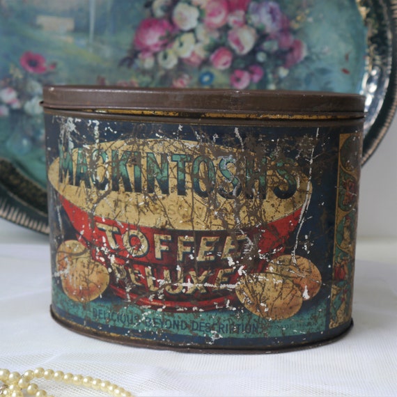Antique Mackintosh Toffee Deluxe Tin, Vintage Storage Tin
