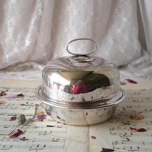 Vintage Silverplated Butter or Caviar Serving Dish with Dome Lid