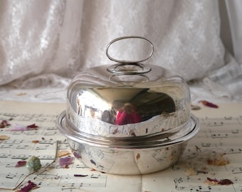 Vintage Silverplated Butter or Caviar Serving Dish with Dome Lid