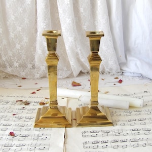 Elegant Vintage Brass Candle Holders Pair
