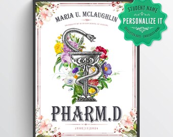 Custom PharmD Graduation Print. Doctor of Pharmacy, PharmD Student Gift idea, Pharmacist Art, Pharmacy Art, Doctors Office Decor